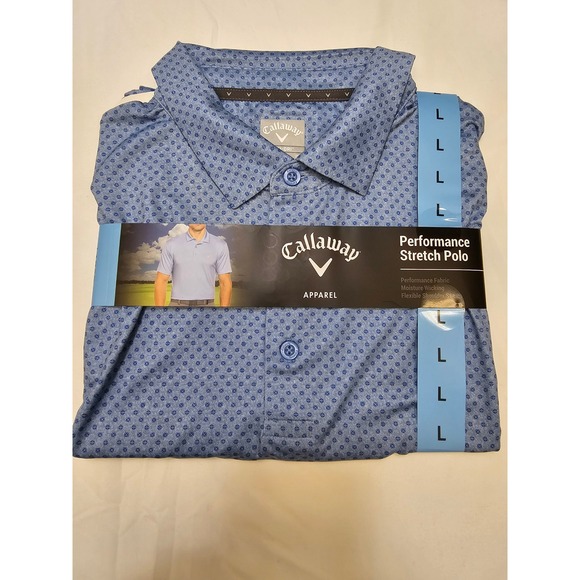 Callaway Other - Callaway Mens Performance Stretch Polo‎ Shirt Blue Geometric Opti-Dri CGKSF0M2 L